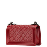 シャネル ココマーク ボーイシャネル25 斜め掛け チェーン ショルダーバッグ レッド ラムスキン レディース CHANEL 【中古】